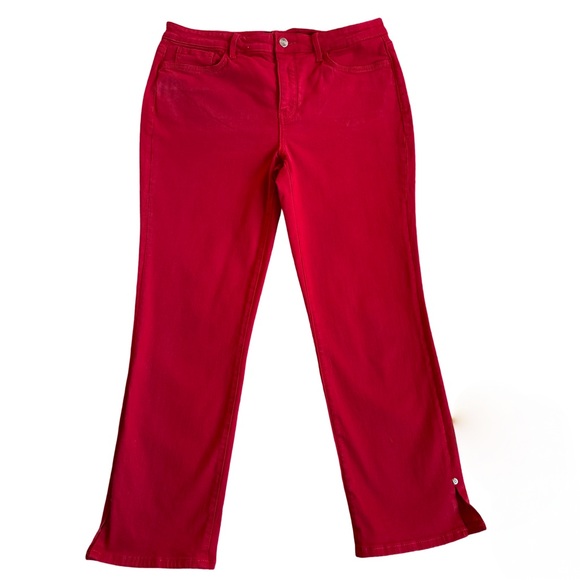 NYDJ Denim - NYDJ Red High-Rise Ankle Jeans 12 Rivet Slit